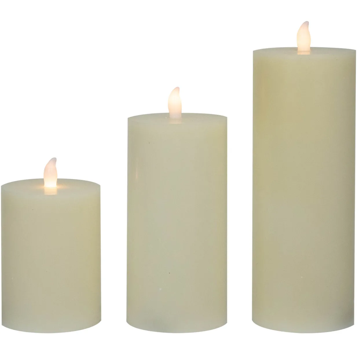 LED Flickering Flameless Pillar Candles - 8.75" - Cream - Set of 3