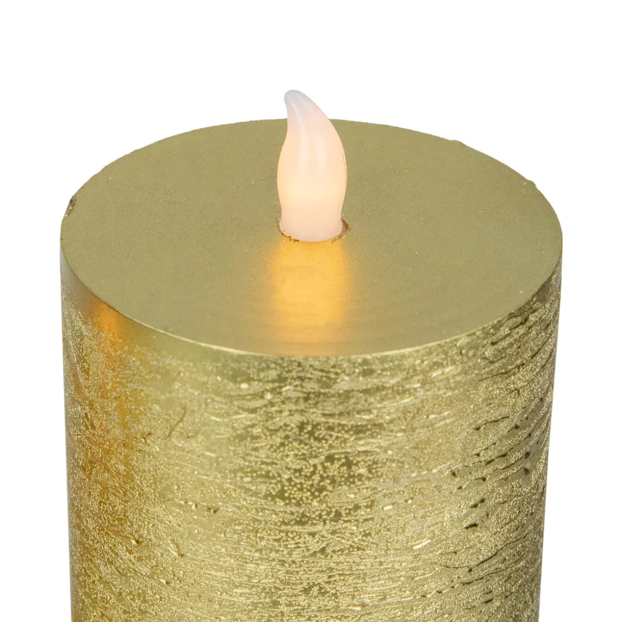 LED Flickering Flameless Pillar Christmas Candles - 8.75" - Gold - Set of 3