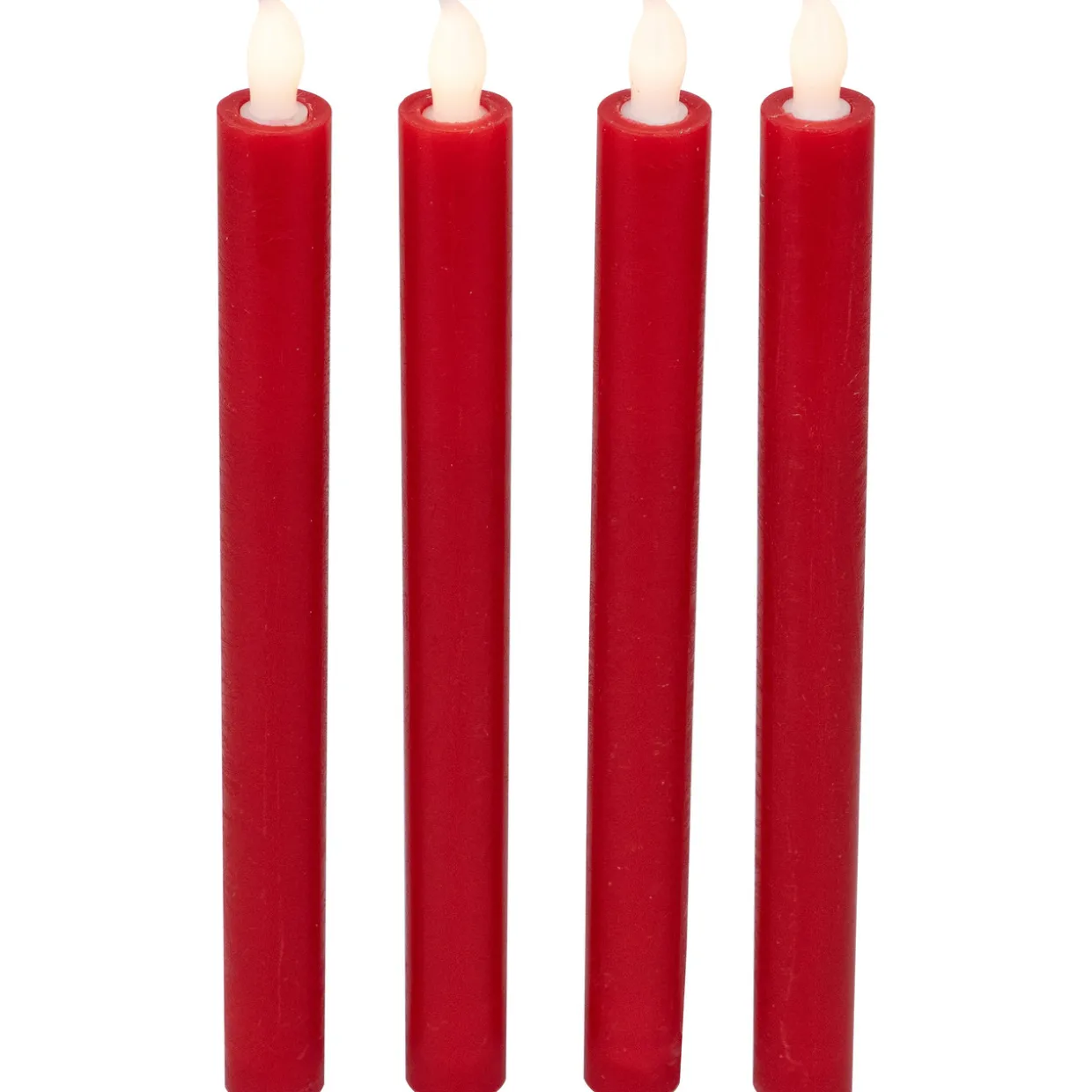 LED Flickering Flameless Taper Christmas Candles - 9.75" - Red - Set of 4