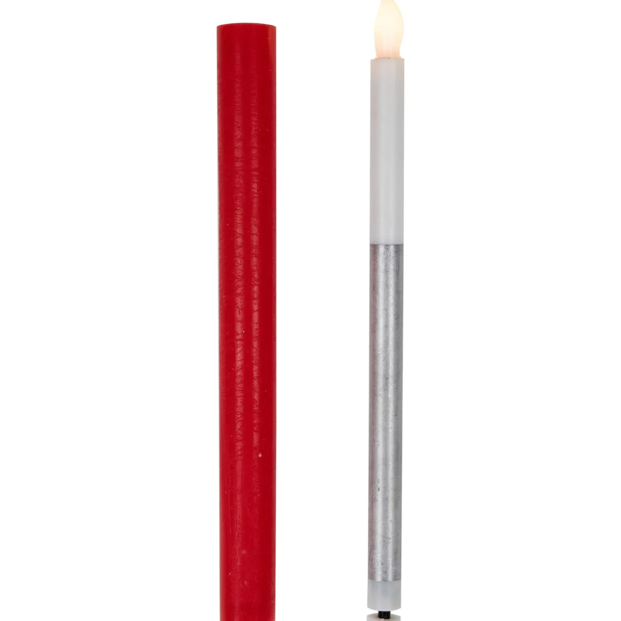 LED Flickering Flameless Taper Christmas Candles - 9.75" - Red - Set of 4