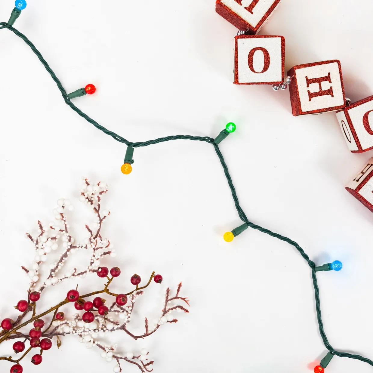 LED G12 Berry Christmas Lights - Multicolor - 16' Green Wire - 50 ct