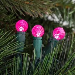 LED G12 Berry Christmas Lights - Pink - 16' Green Wire - 50 ct