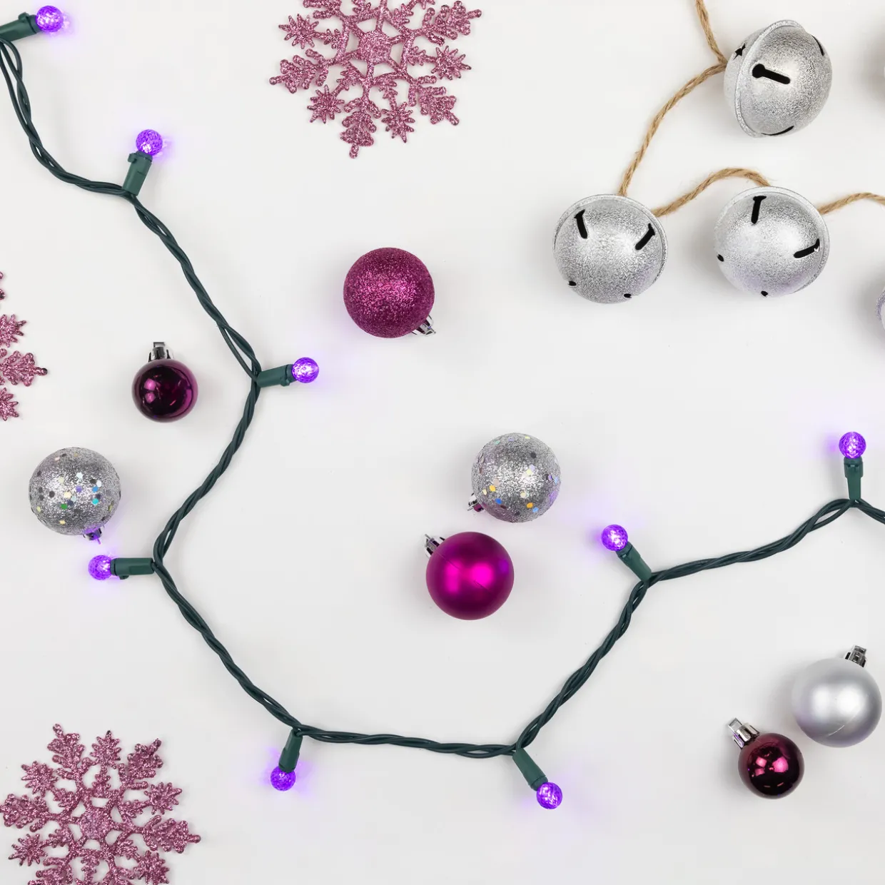 LED G12 Berry Christmas Lights - Purple - 16' Green Wire - 50 ct