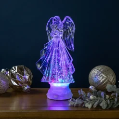 LED Lighted Acrylic Angel Christmas Snow Globe - 8.75"