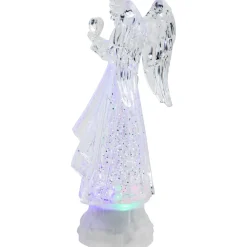 LED Lighted Acrylic Angel Christmas Snow Globe - 8.75