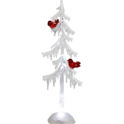 LED Lighted Acrylic Icicle Tree with Cardinals Christmas Decoration - 14