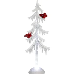 LED Lighted Acrylic Icicle Tree with Cardinals Christmas Decoration - 14