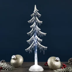 LED Lighted Acrylic Icicle Tree Christmas Decoration - 14"