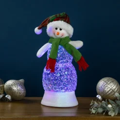 LED Lighted Acrylic Snowman Christmas Snow Globe - 11"