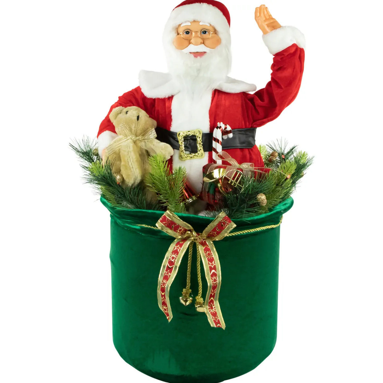 LED Lighted and Animated Gift Bag with Santa Claus Christmas Figure - 32"