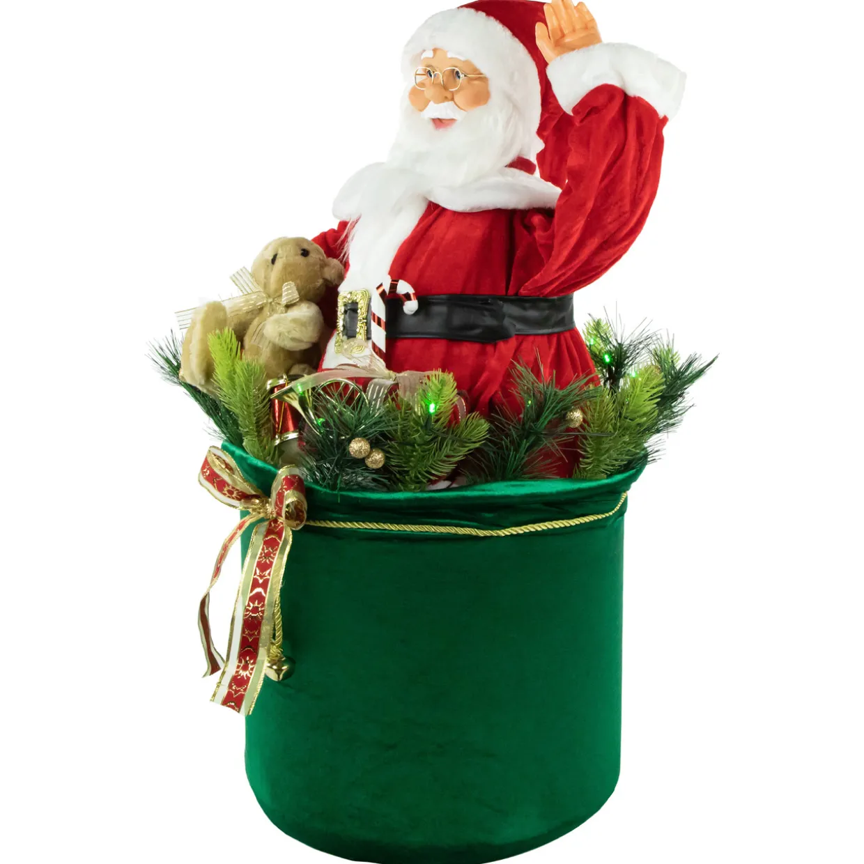 LED Lighted and Animated Gift Bag with Santa Claus Christmas Figure - 32"