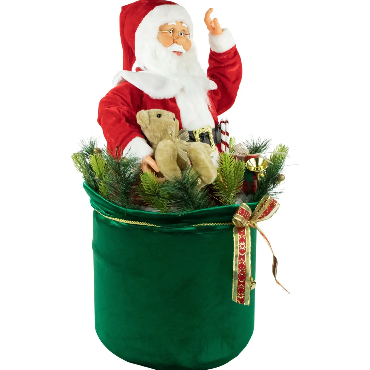 LED Lighted and Animated Gift Bag with Santa Claus Christmas Figure - 32"