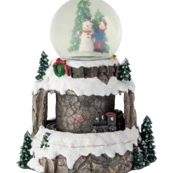LED Lighted Animated and Musical Christmas Snowman and Train Snow Globe - 9.25"