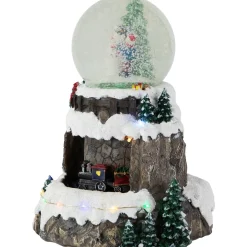 LED Lighted Animated and Musical Christmas Snowman and Train Snow Globe - 9.25