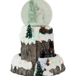 LED Lighted Animated and Musical Christmas Snowman and Train Snow Globe - 9.25