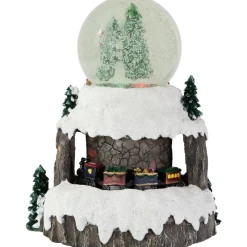 LED Lighted Animated and Musical Christmas Snowman and Train Snow Globe - 9.25