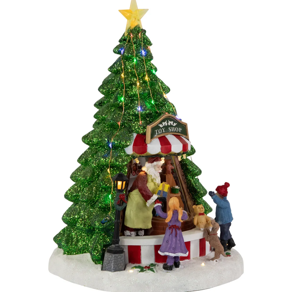 LED Lighted Animated and Musical Santa's Toy Shop Christmas Village Display - 13"