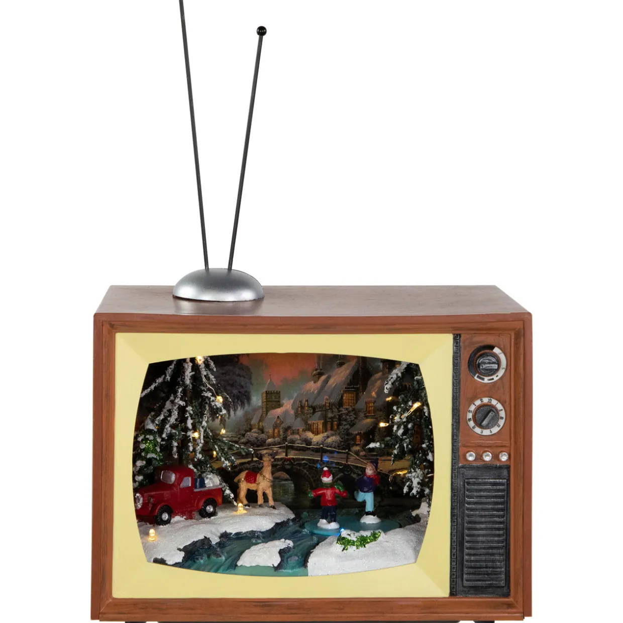 LED Lighted Animated Musical TV with Ice Skating Scene Christmas Display - 9.25"