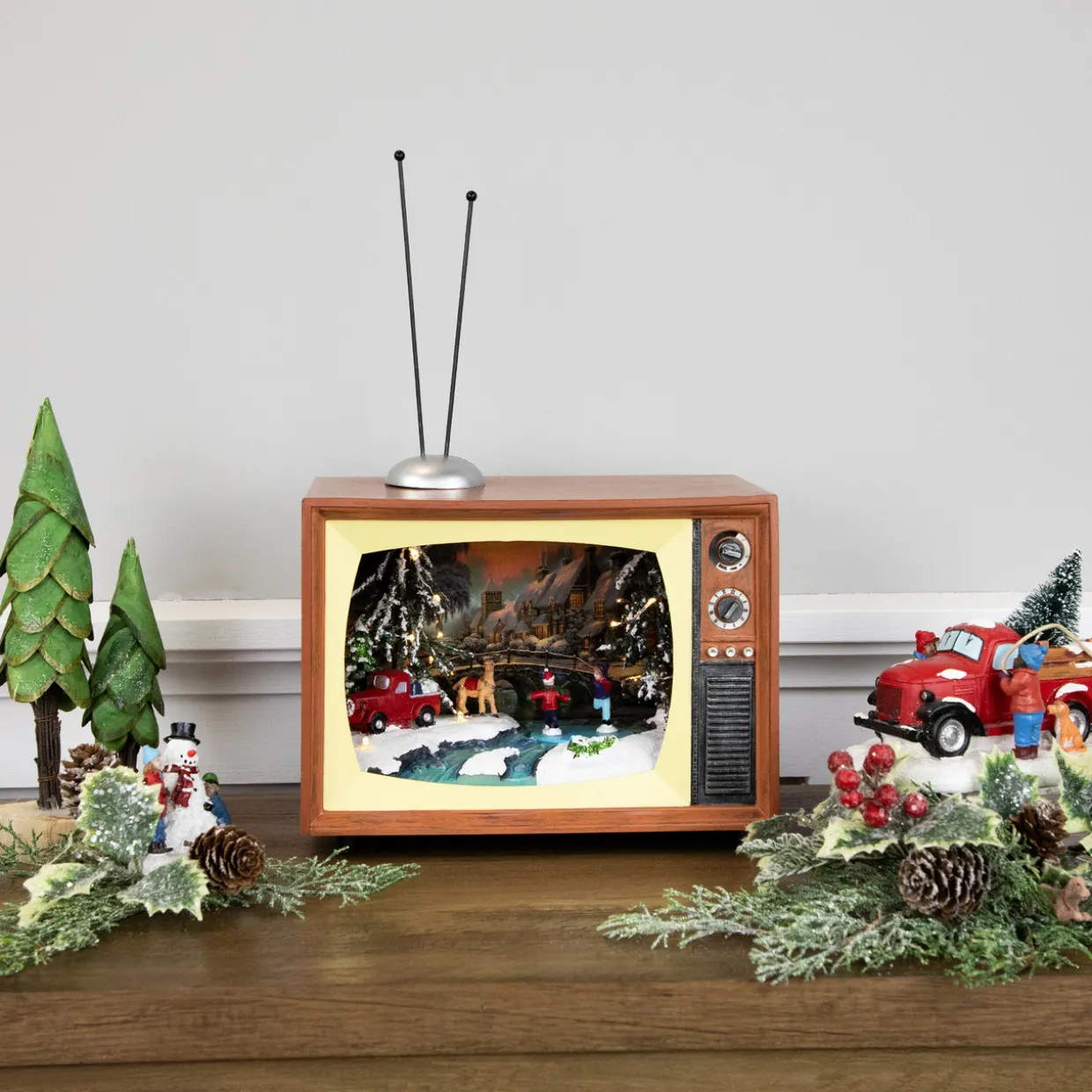 LED Lighted Animated Musical TV with Ice Skating Scene Christmas Display - 9.25"
