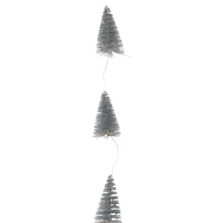 LED Lighted Battery Operated Silver Mini Sisal Tree Christmas Garland - 6.5' - Warm White Lights