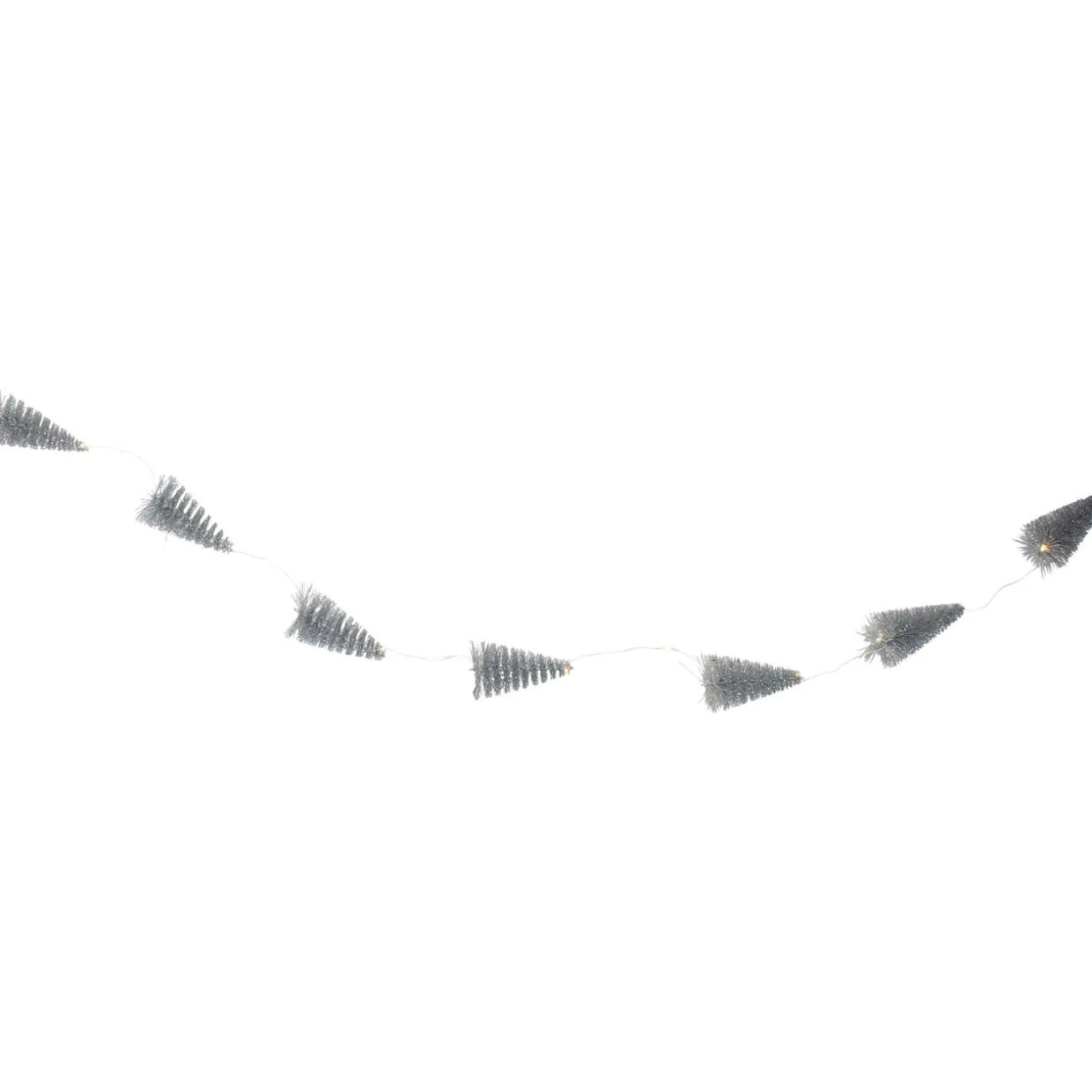 LED Lighted Battery Operated Silver Mini Sisal Tree Christmas Garland - 6.5' - Warm White Lights