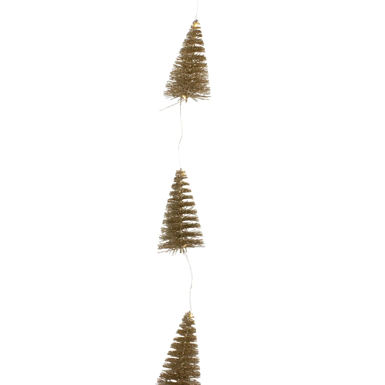 LED Lighted Battery Operated Gold Mini Sisal Tree Christmas Garland - 6.5' - Warm White Lights