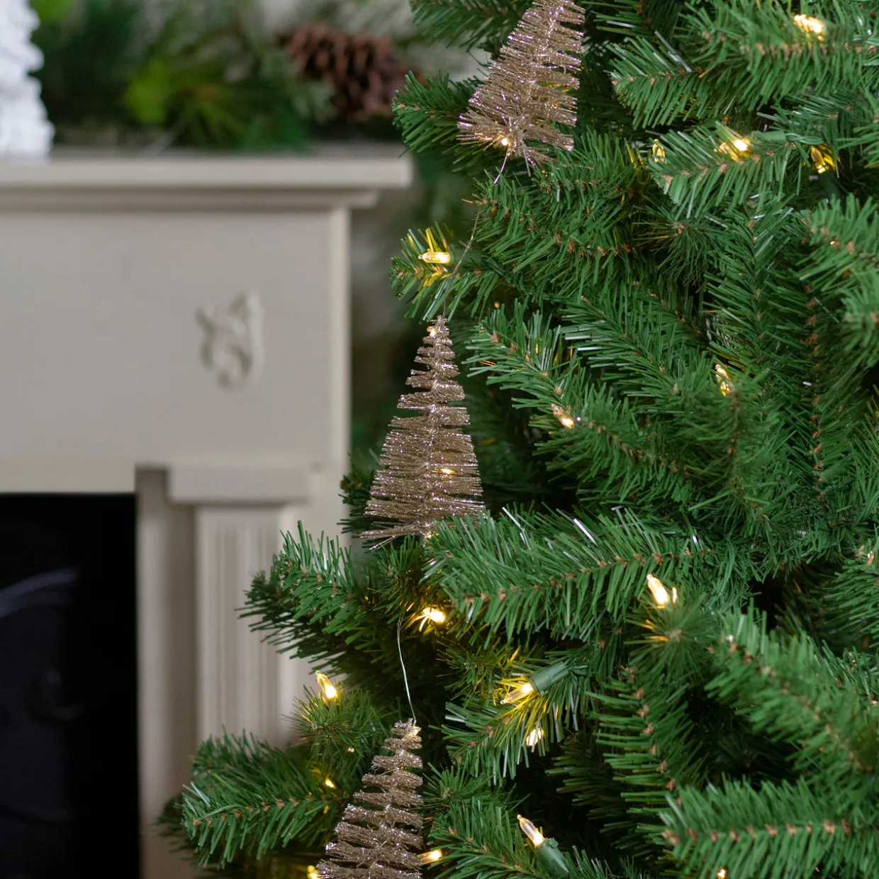 LED Lighted Battery Operated Gold Mini Sisal Tree Christmas Garland - 6.5' - Warm White Lights