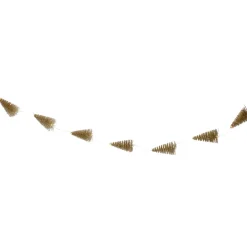 LED Lighted Battery Operated Gold Mini Sisal Tree Christmas Garland - 6.5' - Warm White Lights