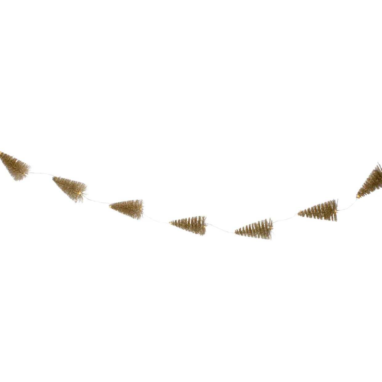 LED Lighted Battery Operated Gold Mini Sisal Tree Christmas Garland - 6.5' - Warm White Lights