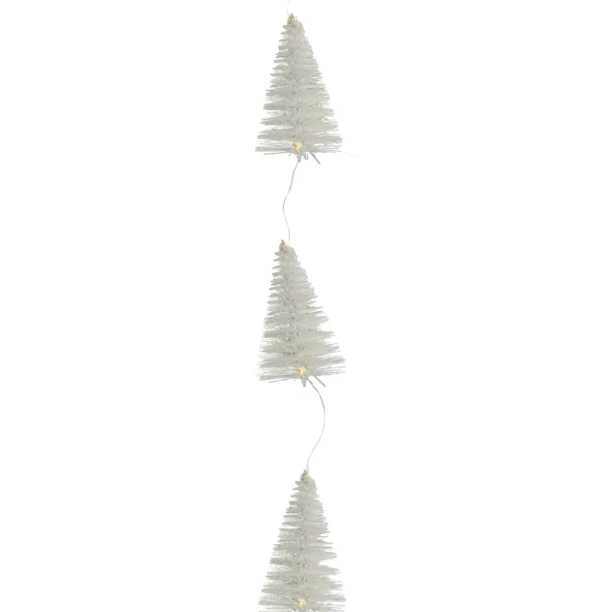 LED Lighted Battery Operated White Mini Sisal Tree Christmas Garland - 6.5' - Warm White Lights