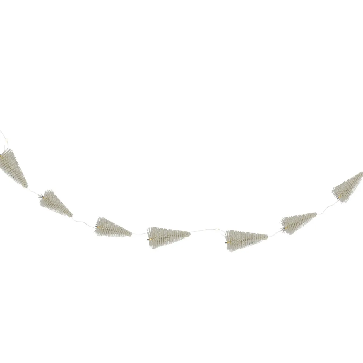 LED Lighted Battery Operated White Mini Sisal Tree Christmas Garland - 6.5' - Warm White Lights