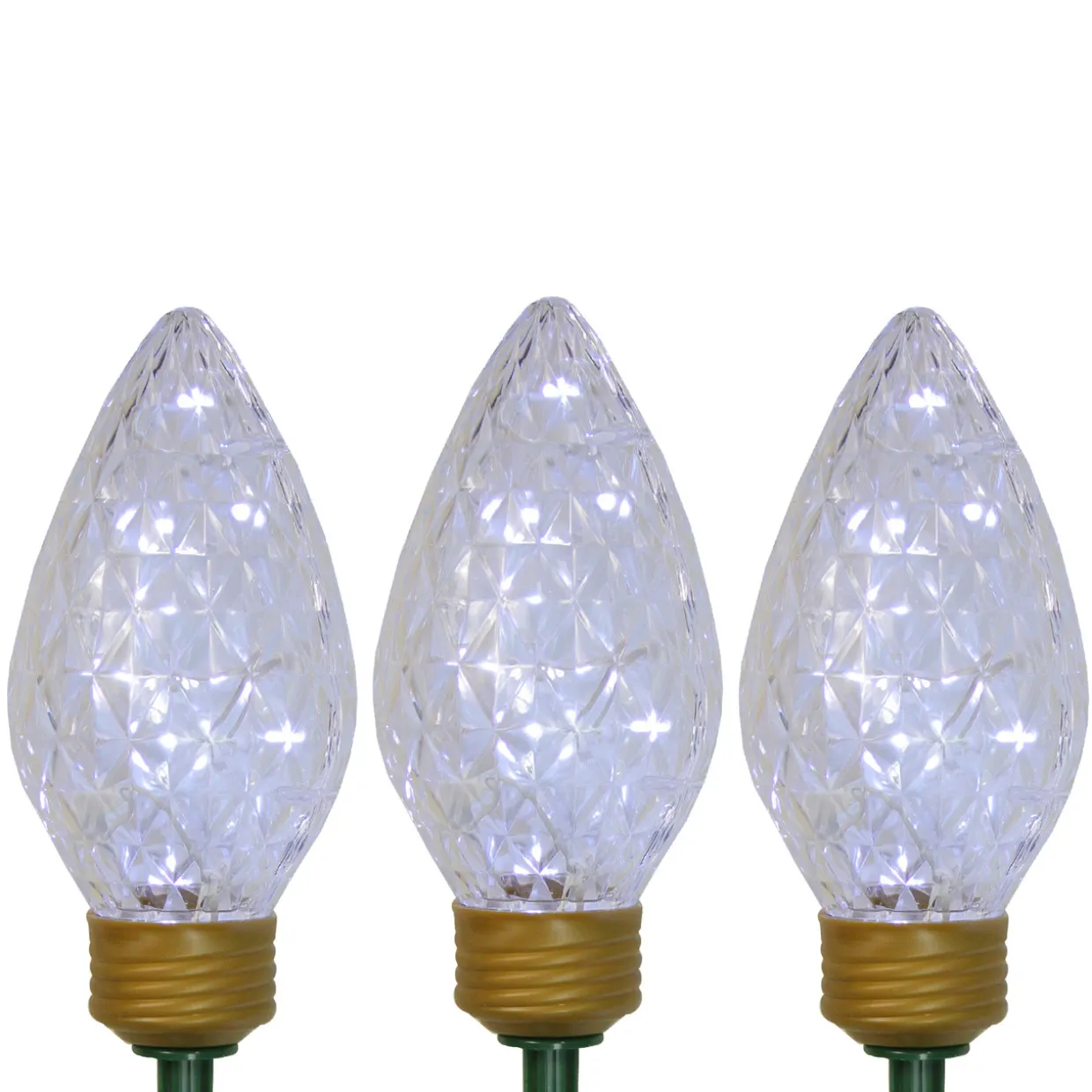 LED Lighted C9 Style Christmas Pathway Lawn Stakes - 3 ft - Clear - 3-Count