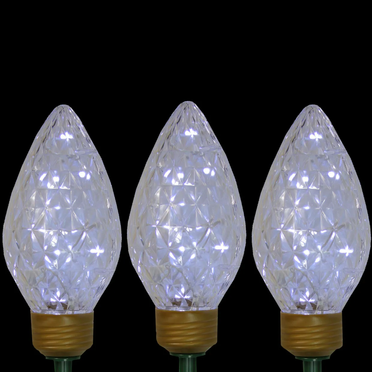 LED Lighted C9 Style Christmas Pathway Lawn Stakes - 3 ft - Clear - 3-Count
