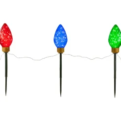 LED Lighted C9 Style Christmas Pathway Lawn Stakes - 3 ft - Multi - 3-Count