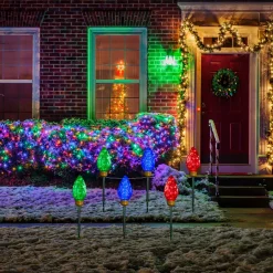 LED Lighted C9 Style Christmas Pathway Lawn Stakes - 3 ft - Multi - 3-Count