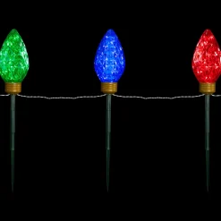 LED Lighted C9 Style Christmas Pathway Lawn Stakes - 3 ft - Multi - 3-Count