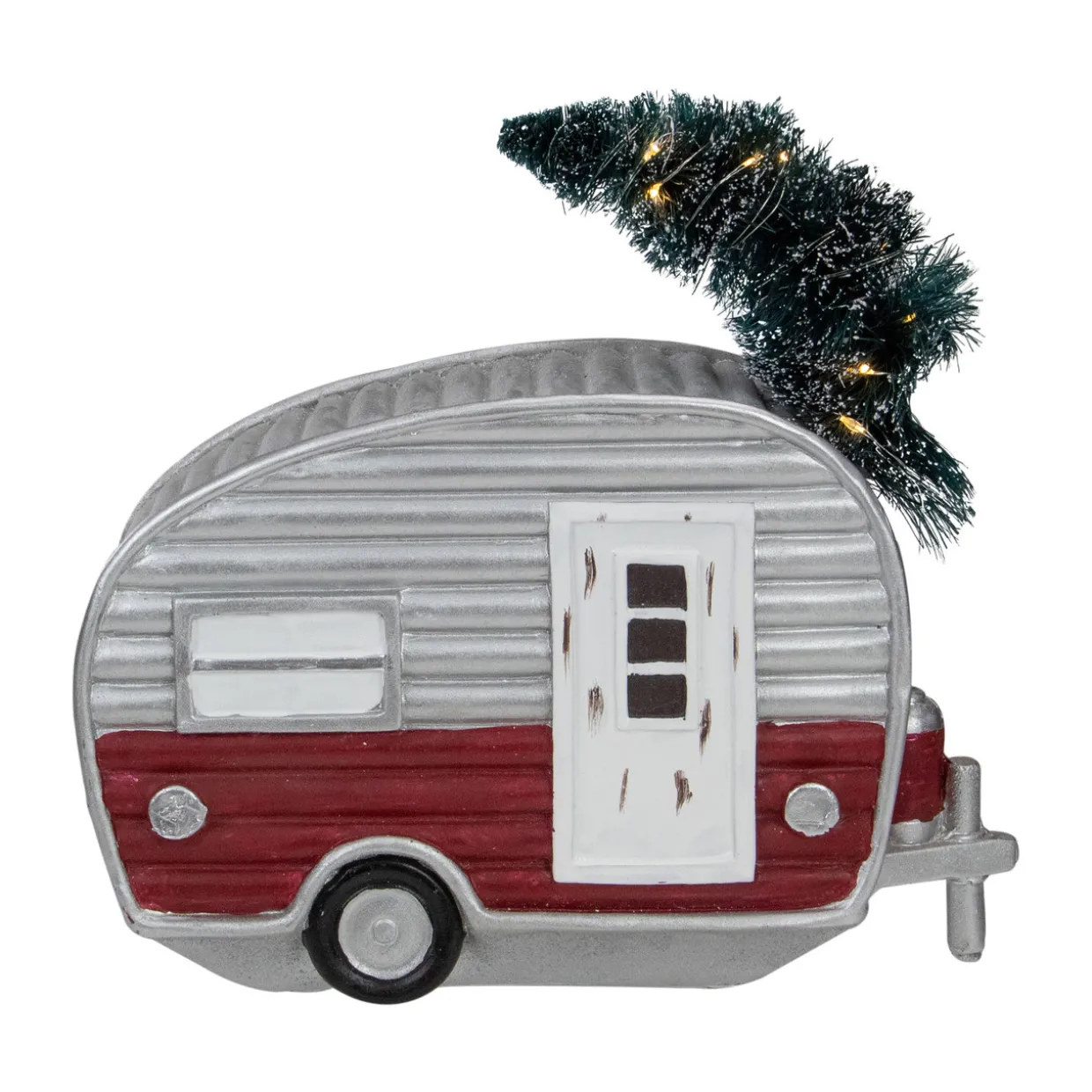 LED Lighted Camper with Pine Bough Christmas Decoration - 8.5"