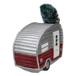 LED Lighted Camper with Pine Bough Christmas Decoration - 8.5"