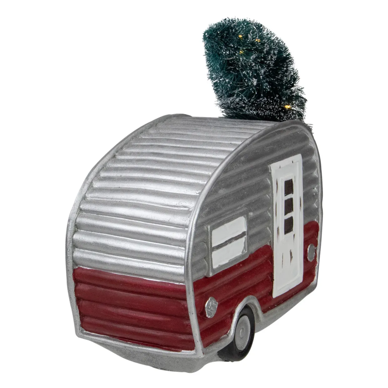 LED Lighted Camper with Pine Bough Christmas Decoration - 8.5"