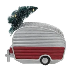 LED Lighted Camper with Pine Bough Christmas Decoration - 8.5