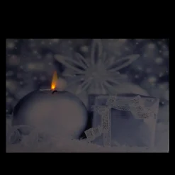 LED Lighted Candle and Gift Wintry Scene Christmas Canvas Wall Art 12" x 15.75"