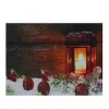 LED Lighted Candle Lantern in the Wintry Outdoors Christmas Canvas Wall Art 12" x 15.75"