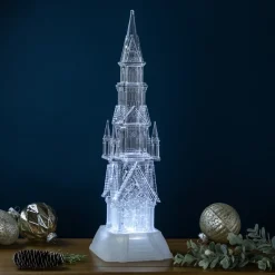 LED Lighted Castle Acrylic Christmas Decoration - 17.5"
