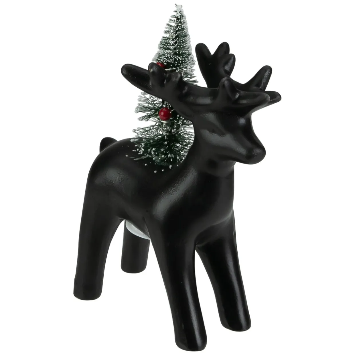 LED Lighted Ceramic Standing Reindeer with Christmas Tree - 7.5" - Warm White Lights