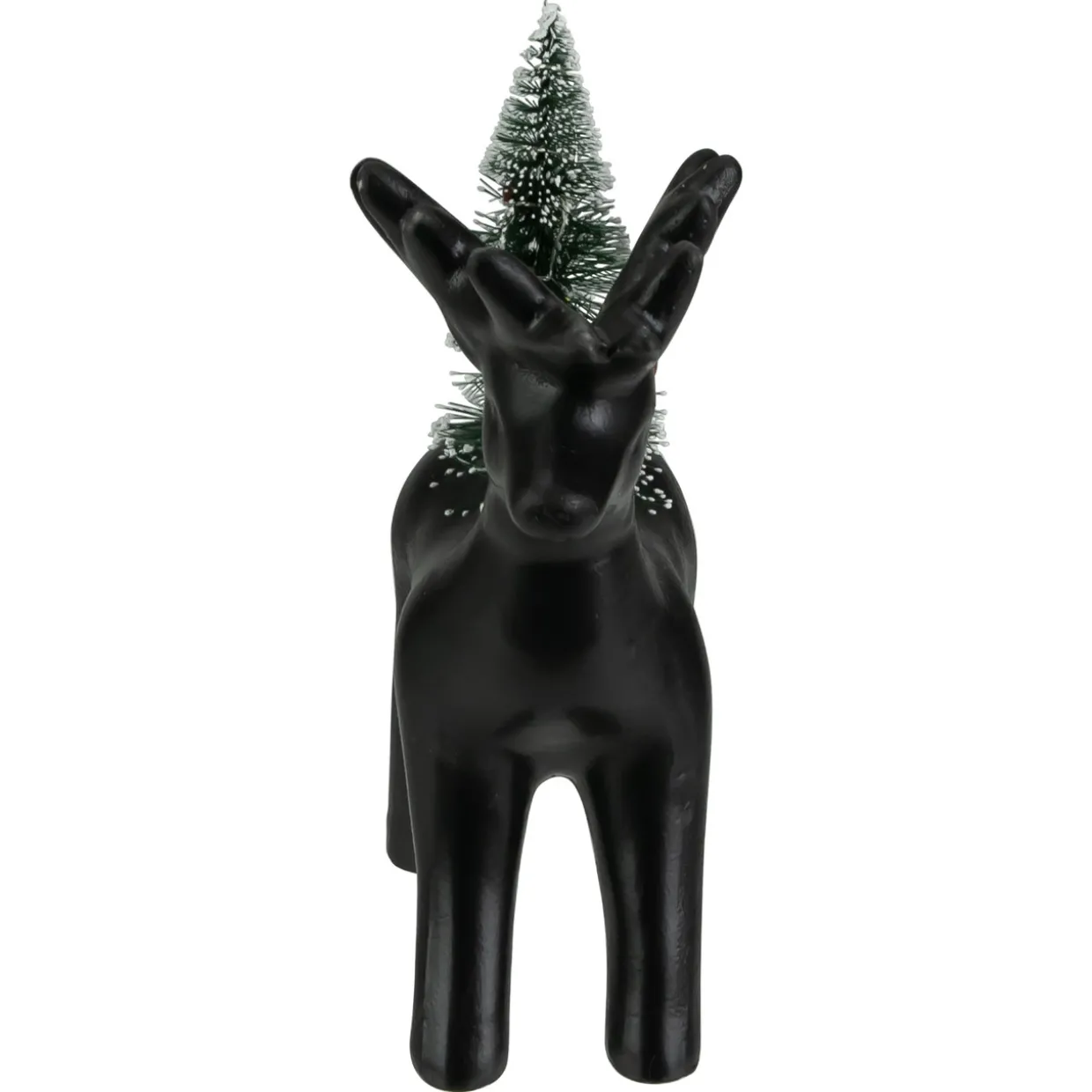 LED Lighted Ceramic Standing Reindeer with Christmas Tree - 7.5" - Warm White Lights