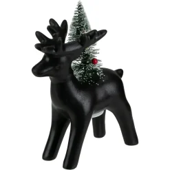 LED Lighted Ceramic Standing Reindeer with Christmas Tree - 7.5