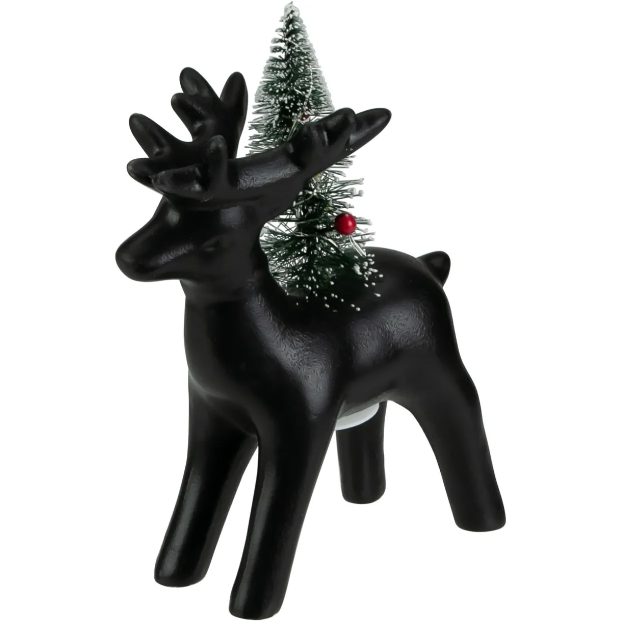 LED Lighted Ceramic Standing Reindeer with Christmas Tree - 7.5" - Warm White Lights