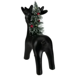 LED Lighted Ceramic Standing Reindeer with Christmas Tree - 7.5