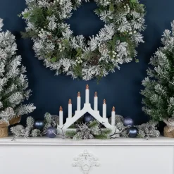 LED Lighted Christmas Candelabra Bridge - White Base - 13"