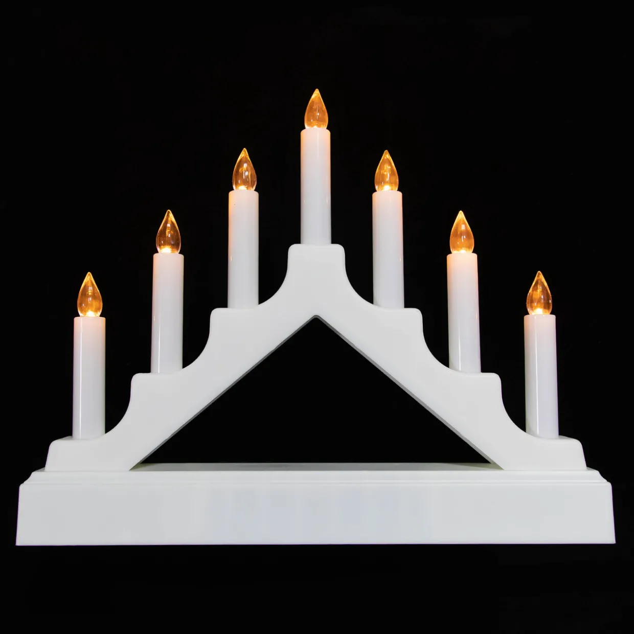 LED Lighted Christmas Candelabra Bridge - White Base - 13"